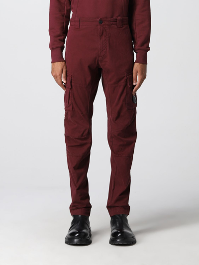 C.p. Company Tapered Leg Cargo Trousers In Burgundy