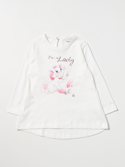 Monnalisa Babies' Cotton T-shirt With Aristocats Print In Cream