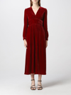 Boutique Moschino Classic Long Sleeve Velvet Dress In Red