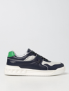 Valentino One Stud Leather Low Sneakers In Blue