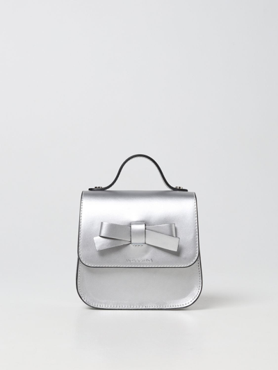 Monnalisa Bag In Laminated Leather In Silver
