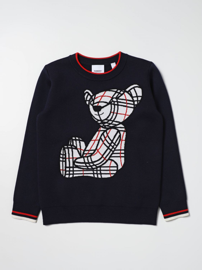 Burberry Kids' Wool Blend Sweater With Jacquard Thomas The Bear In Avion