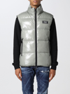 Dsquared2 Down Vest With Logo Patch In Dove Grey