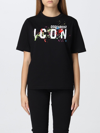 Dsquared2 Icon Splatter Print Jersey T-shirt In Black
