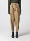 Dsquared2 Woman Khaki Cotton Trousers With Pence In Beige
