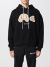 Palm Angels Over Sweatshirt With Bear Print In Black