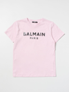 Balmain Cotton T-shirt With Logo In Pink