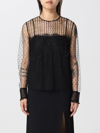 Red Valentino Sheer-panelled Tulle Blouse In Black