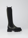 Ganni Chelsea High Leather Boots In Green