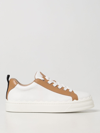 Chloé Lauren Sneakers In White And Beige Leather In Beige