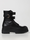 Redv Combat Red (v) Boots In Smooth Leather In Black
