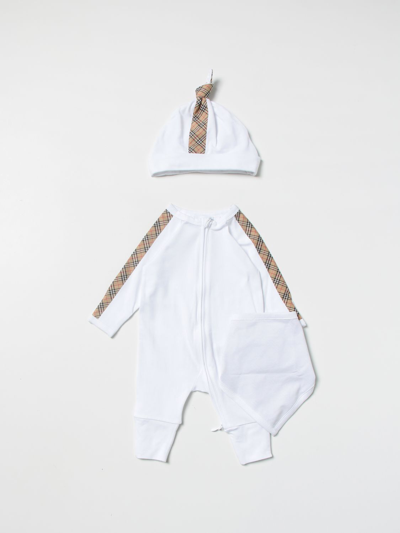 Burberry Babies' Three-piece Cotton Gift Set In White
