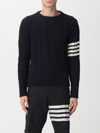 Thom Browne Four-bar Merino Wool Sweater In Navy