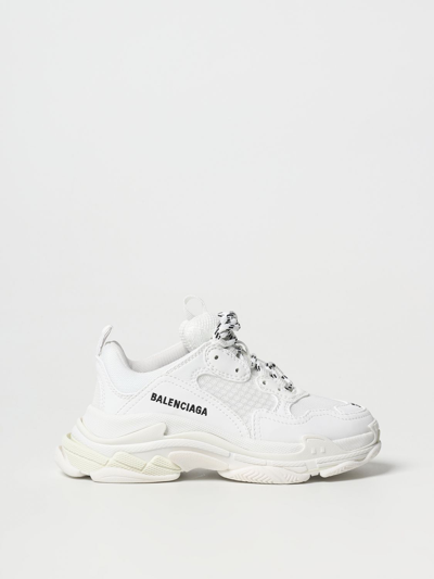 Balenciaga Kids' Triple S Leather And Mesh Trainers In Black