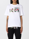 Dsquared2 Icon Splatter Print Jersey T-shirt In White