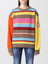 Dsquared2 Wool Blend Knit Striped Jacquard Sweater In Pink