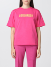 Dsquared2 Logo-print Cotton T-shirt In Fuchsia