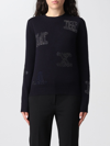 Max Mara Cashmere Sweater With All-over Monogram In Marine