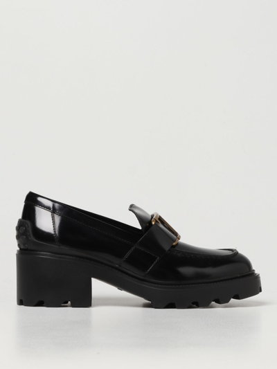 Tod's Loafers In Black Semi-shiny Leather In Nero