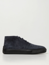 Tod's Mens Blue Suede Ankle Boots