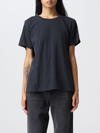 Agolde Ribbed Neck T-shirt In Black