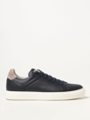 Brunello Cucinelli Men's Grained Calfskin Low-top Sneakers In Blue