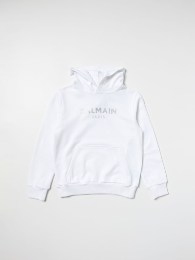 Balmain Kids' Cotton Sweatshirt With Logo In White