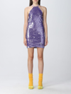 Attico Audrey Sequined Low Back Mini Dress In Lilac