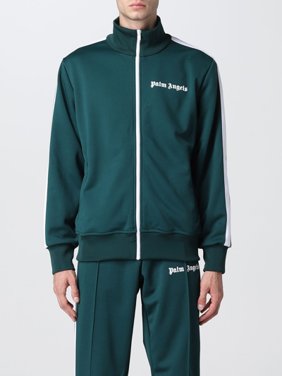 Palm Angels Sweatshirt In Stretch Technical Fabric In Green