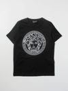 Young Versace Kids' Medusa Versace Young Cotton T-shirt In Black