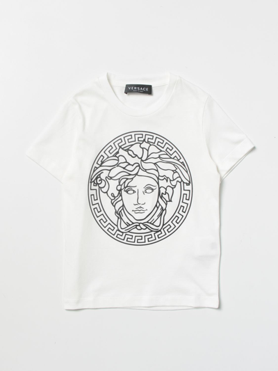 Young Versace Kids' Versace Young Cotton T-shirt With Medusa In White
