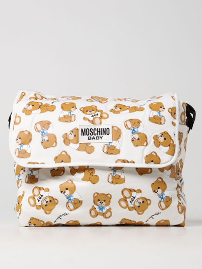 Moschino Baby Teddy Cotton Diaper Bag In Yellow Cream