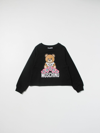 Moschino Kid Kids' Sweatshirt With Teddy Hearts Print In Black