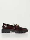 Tod's Brushed Leather Loafers In Burgundy
