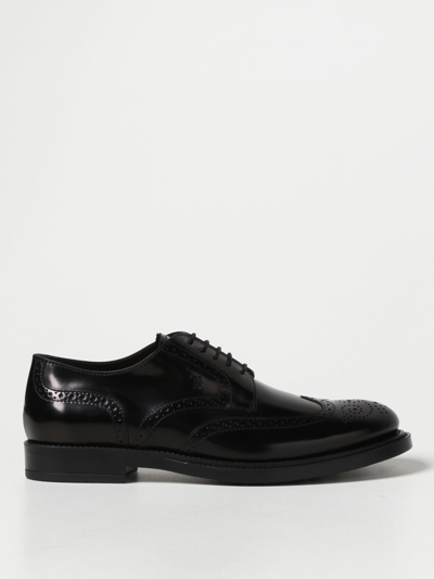 Tod's Brushed Leather Derby Shoes In Black