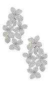 Shashi Embellished Sterling Silver Flower Drop Earrings In Metallic Silver
