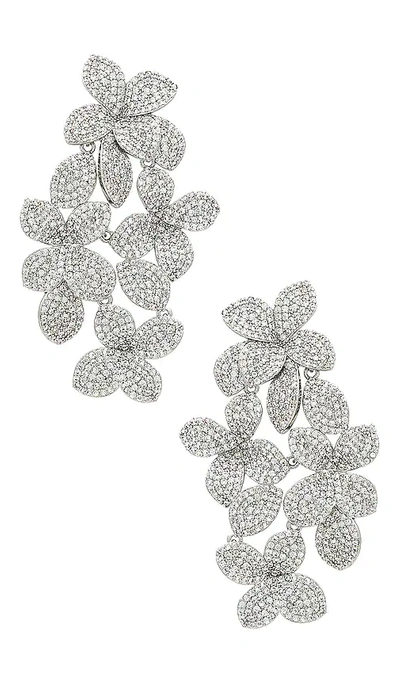 Shashi Embellished Sterling Silver Flower Drop Earrings In Clear