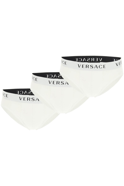 Versace Tri-pack Underwear Low Briefs In White