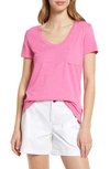 Caslon Rounded V-neck T-shirt In Pink Ibis