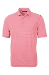 Cutter & Buck Virtue Eco Pique Stripe Recycled Mens Big And Tall Polo Shirt In Red