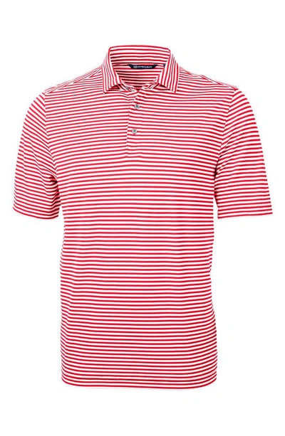 Cutter & Buck Virtue Eco Piqué Stripe Polo In Red