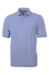 Cutter & Buck Virtue Eco Pique Stripe Recycled Mens Big And Tall Polo Shirt In Tour Blue