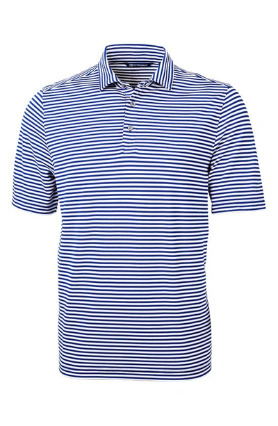 Cutter & Buck Virtue Eco Piqué Stripe Polo In Tour Blue