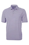 Cutter & Buck Virtue Eco Pique Stripe Recycled Mens Polo Shirt In Purple