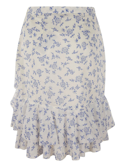 Ralph Lauren Ruffled Floral Cotton Skirt In Blue Scarf Floral