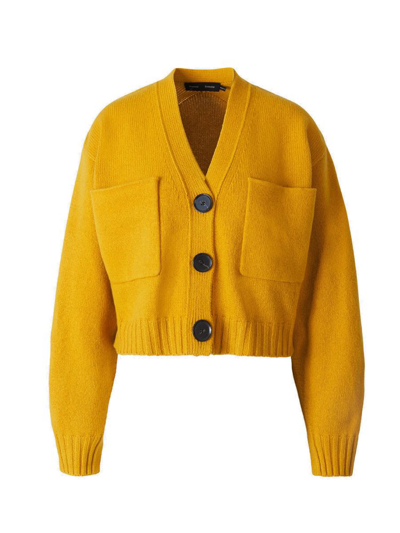 Proenza Schouler Boxy-fit V-neck Cashmere-blend Cardigan In Gold