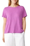 Eileen Fisher Organic Linen Crewneck T-shirt In Lotus