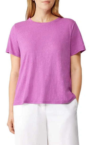Eileen Fisher Organic Linen Crewneck T-shirt In Lotus