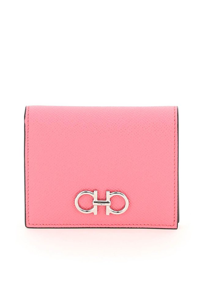 Ferragamo Gancini Compact Folding Wallet In Pink