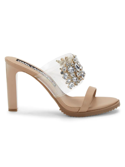 Karl Lagerfeld Women's Bedika Embellished Mule Heels In Latte